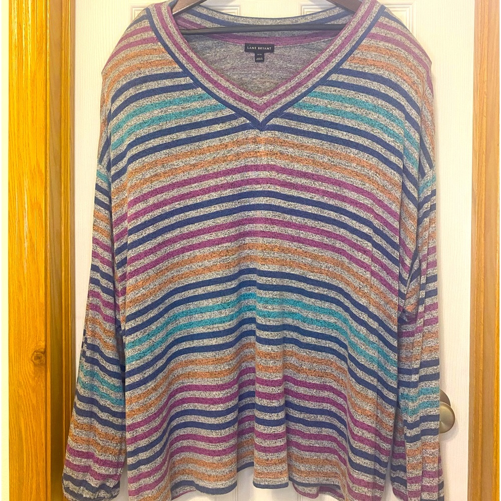 COPY - Lightly worn, Lane Bryant Hacci-tee-striped lightweight sweater, 34/36